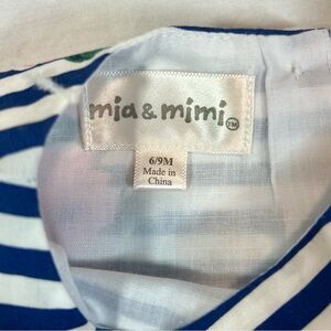Mia & Mimi Blue Striped Kids Casual Dress Girls 6/9 Months blue white pink 💗